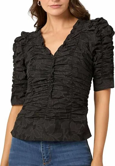 Shoshanna Lily Burnout Piper Top In Jet In Black