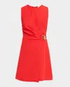 Shoshanna Lily Sleeveless Wrap-front Crepe Mini Dress In Red