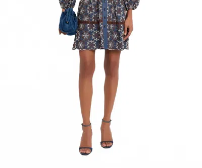 Shoshanna Lina Mini Dress In Navy/umber/sand In Multi