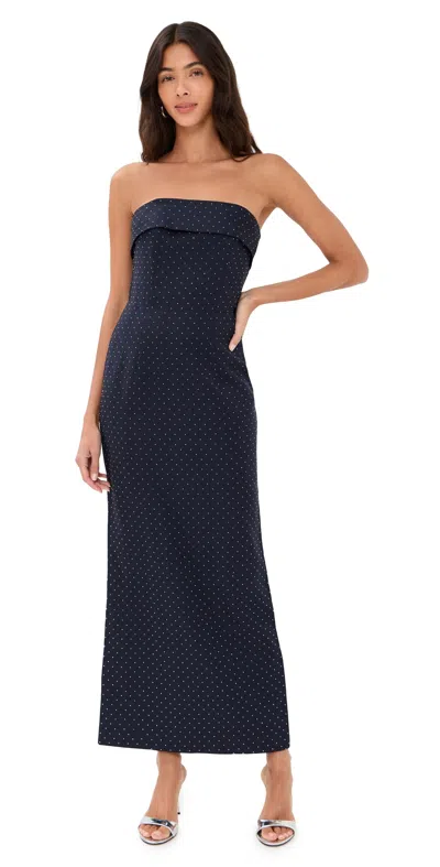 Shoshanna Liza Dress Navy/silver In Black