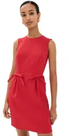 Shoshanna London Pleated Bow-embellished Mini Dress In Ruby