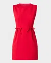 Shoshanna London Pleated Bow-embellished Mini Dress In Ruby