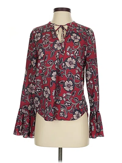 Pre-owned Shoshanna Long Sleeve Blouse In Burgundy