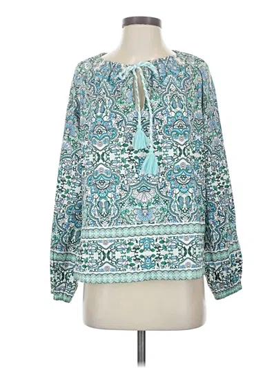 Pre-owned Shoshanna Long Sleeve Blouse In Teal