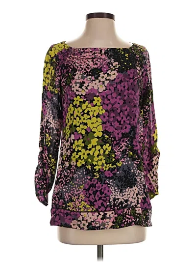 Pre-owned Shoshanna Long Sleeve Silk Top Purple Boatneck Tops