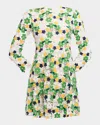 Shoshanna Maddox 3/4-sleeve Floral Lace Mini Dress In Optic Multi