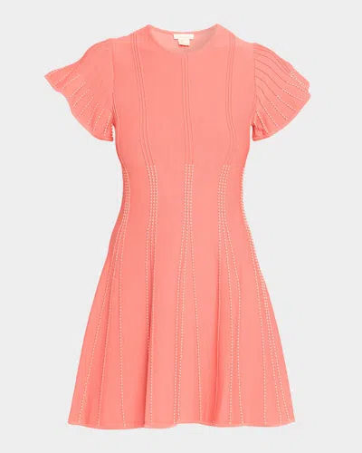 Shoshanna Maddy Dotted Flutter-sleeve Mini Dress In Pink
