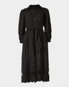 Shoshanna Magnolia Floral-embroidered Midi Shirtdress In Jet