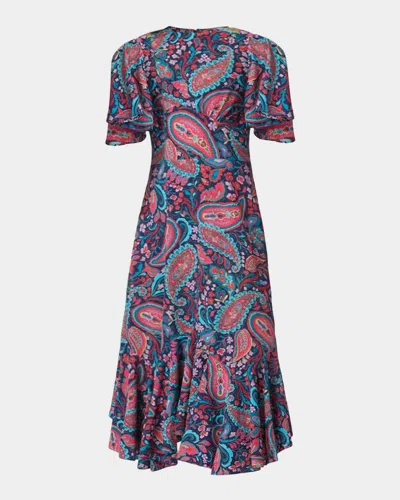 Shoshanna Mallie Flutter-sleeve Paisley Midi Dress In Multi