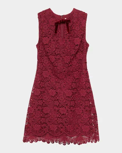 Shoshanna Mandi Cutout Bow-front Floral Lace Mini Dress In Multi
