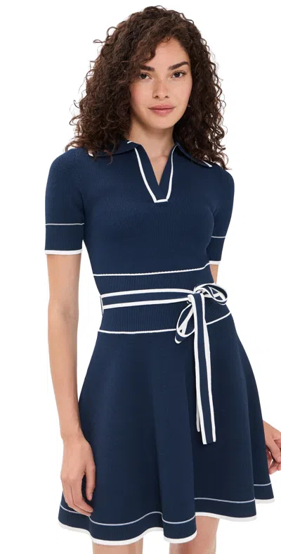 Shoshanna Maren Dress Navy/ivory In Multi