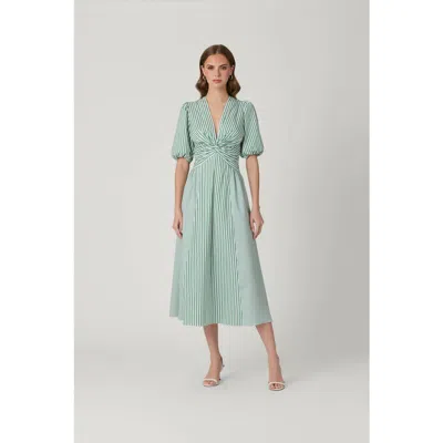 Shoshanna Margaret Pinstripe Dress In Green