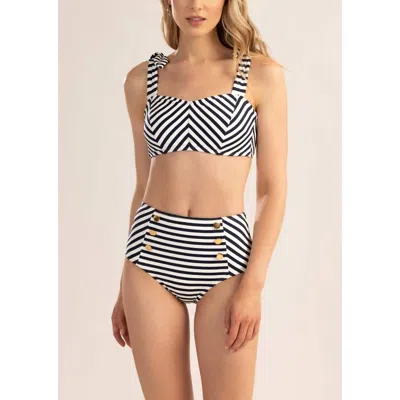 Shoshanna Marine Stripe High Waist Bottom In Navy/optic White