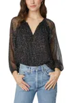 Shoshanna Marlo Top In Jet Chocolate Silver In Black