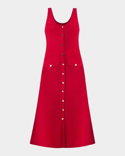Shoshanna Martha Button-front Midi-dress In Red