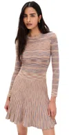 Shoshanna Martha Space-dyed Rib-knit Mini Dress In Brown