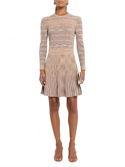 Shoshanna Martha Mini Dress In Tan/slate Blue/burnt Umber In Gold