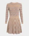 Shoshanna Martha Space-dyed Rib-knit Mini Dress In Brown