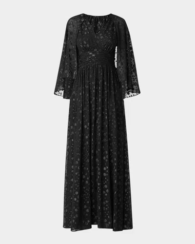 Shoshanna Maud Fil Coupe Cape Maxi Dress In Jet