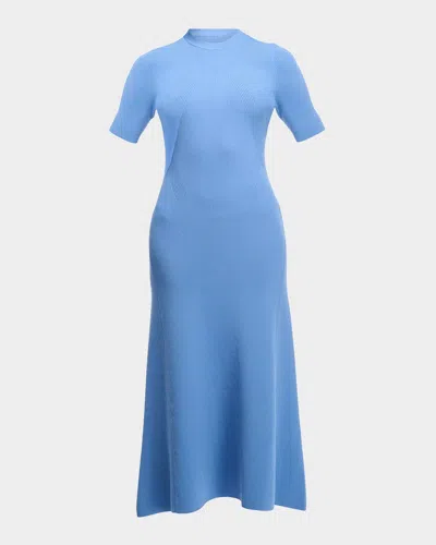 Shoshanna Mccullough Ribbed Midi Sweater Dress In Marine