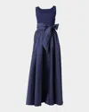 Shoshanna Mercer Two-tone Mixed Media Gown In Blue