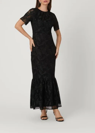 Shoshanna Midnight Basketweave Lace Montague Dress In Black