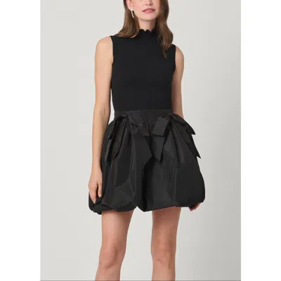 Shoshanna Midnight Brandy Taffeta Knit Combo Dress In Black