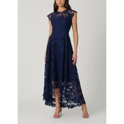 Shoshanna Midnight Brena Cheshire Floral Lace Dress In Blue