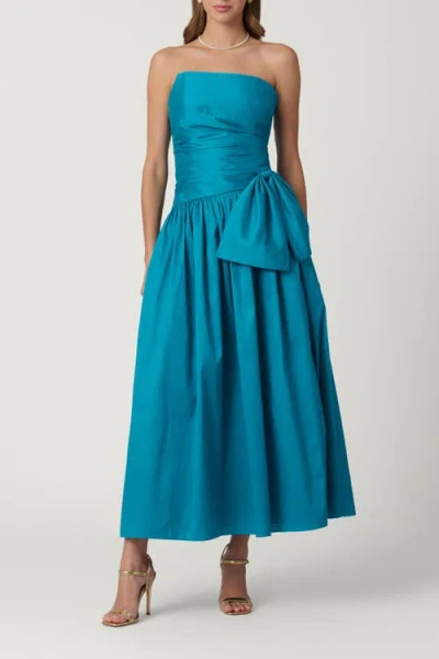 Shoshanna Midnight Dupioni Sonia Dress In Blue