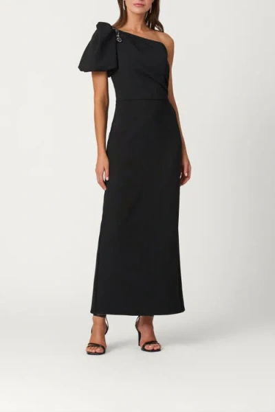 Shoshanna Midnight Embellished Crepe Perla Dress In Black