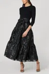 Shoshanna Tiered Floral Jacquard Midi Dress In Multi
