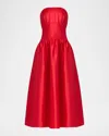 Shoshanna Midnight Posy Strapless Bustier Maxi Dress In Red