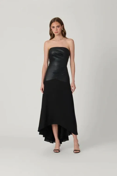 Shoshanna Midnight Rustin Faux Leather Dress In Black