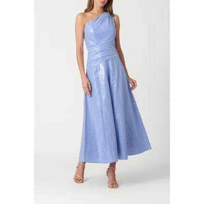 Shoshanna Midnight Sequin Pinstripe Nikki Dress In Blue