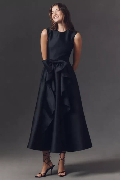 SHOSHANNA MIKADO A-LINE BOW MIDI DRESS