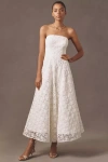 Shoshanna Miller Strapless Embroidered Lace A-line Midi Dress
