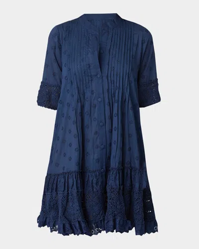 Shoshanna Milos Embroidered Mini Dress In Navy