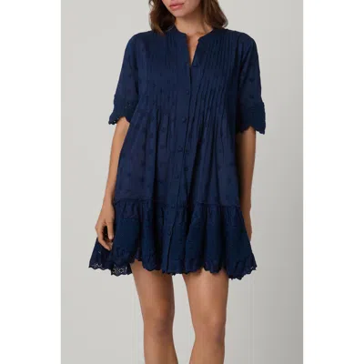 Shoshanna Milos Eyelet Mini Dress Cover Up In Blue