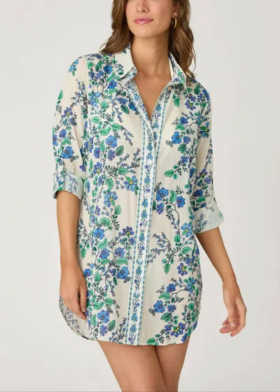 Shoshanna Mini Shirtdress Ocean Print In Multi