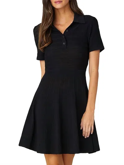 Shoshanna Minoa Knit Fit-&-flare Mini Dress In Black