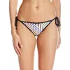 Shoshanna Mirage String Bikini Bottom With Binding In Jet Multi In Multi