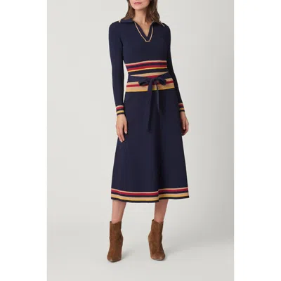 Shoshanna Multi Stripe Knit Milner Dress In Blue