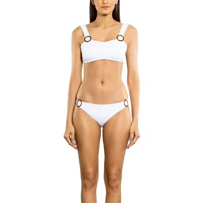 Shoshanna Nevada Texture Retro Ring Side Bikini Bottom In White