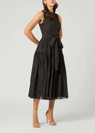 Shoshanna Noma Midi Dress In Jet Black