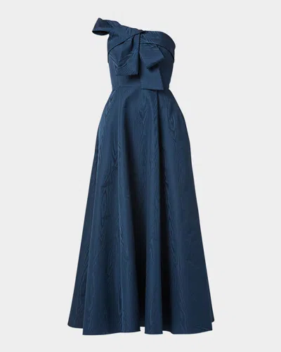 Shoshanna Odyssey Strapless Twist-front Gown In Navy