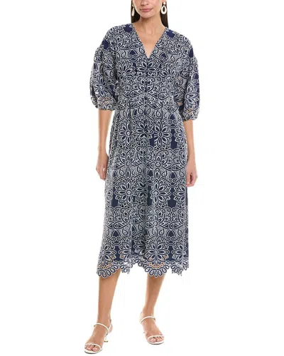 Shoshanna Orla Lace Midi Dress In Blue
