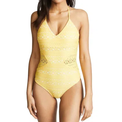 Shoshanna Palm Springs Sheer Panel One Piece Swimsuit In Yellow