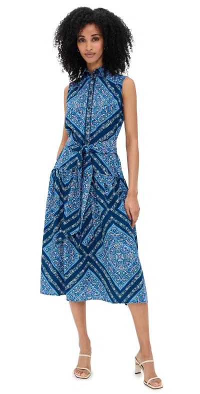 Shoshanna Pauletta Midi Dress In Blue Multi