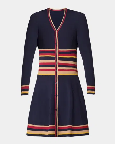 Shoshanna Pauli Striped Jersey Knit Mini Dress In Blue