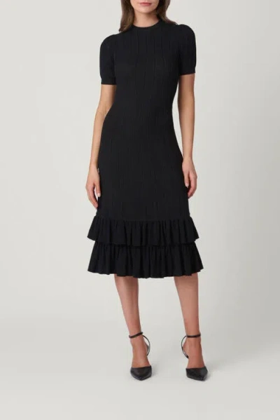 Shoshanna Pointelle Knit Savannah Dress In Black